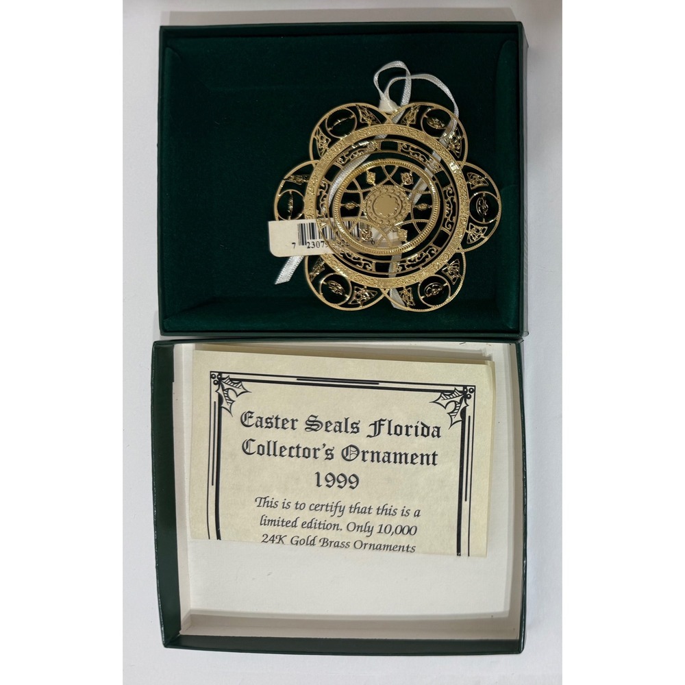 Baldwin 1999 Easter Seals Florida 24K Gold Brass Ice Flower Ornament Limited Ed